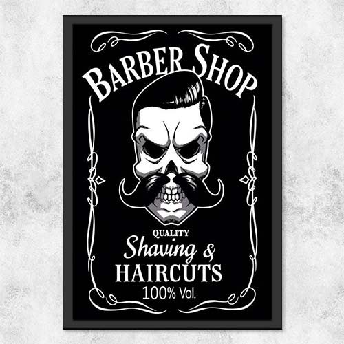 Quadro Decorativo - Barbershop Caveira Jack